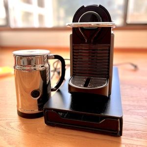 Nespresso Pixie Electric Titan,Nespresso Aeroccino Plus Milk Frother,Pods Drawer